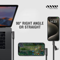 USB-C Cable ComboCord Flat Right Angle 240W, 1,5m, graphit