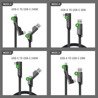 USB-C Cable ComboCord Flat Right Angle 240W, 1,5m, graphit
