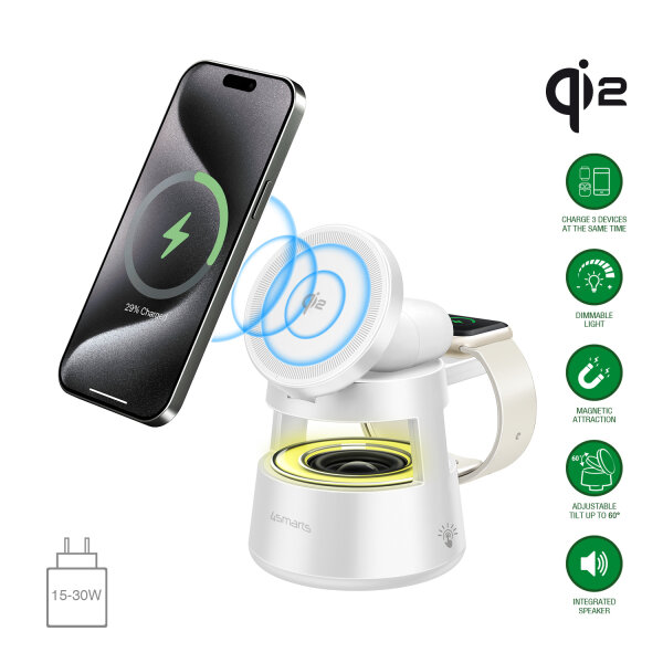 Qi2 Charging Station Aura Sound, weiß