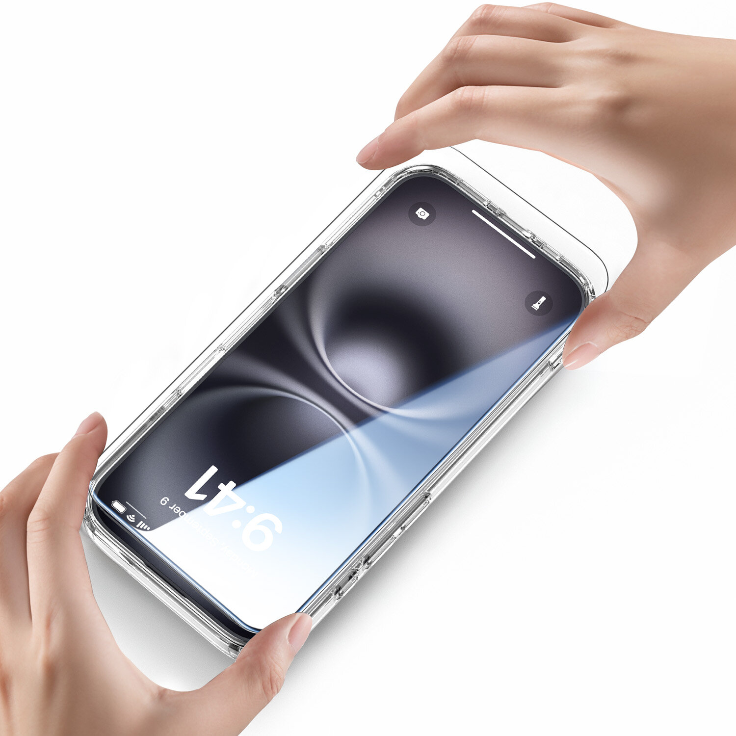Das 4smarts Second Glass mit Montagerahmen für das Apple iPhone Air ist so konzipiert, dass auch die Frontkamera optimal geschützt ist und die Gesichtserkennung voll funktionsfähig bleibt.