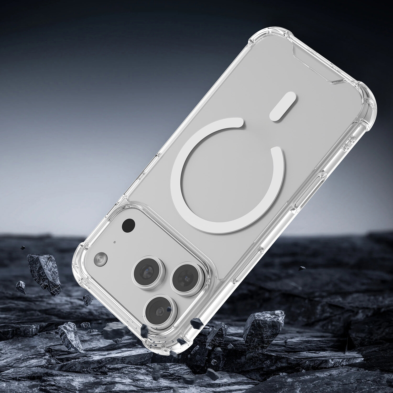Das 4smarts Hybrid Case Ibiza für Apple iPhone 17 Pro ist MagSafe-kompatibel und ermöglicht durch die optimale Ausrichtung der integrierten Magnete ein sicheres und müheloses Befestigen des Mobiltelefons und ein schnelleres kabelloses Laden.