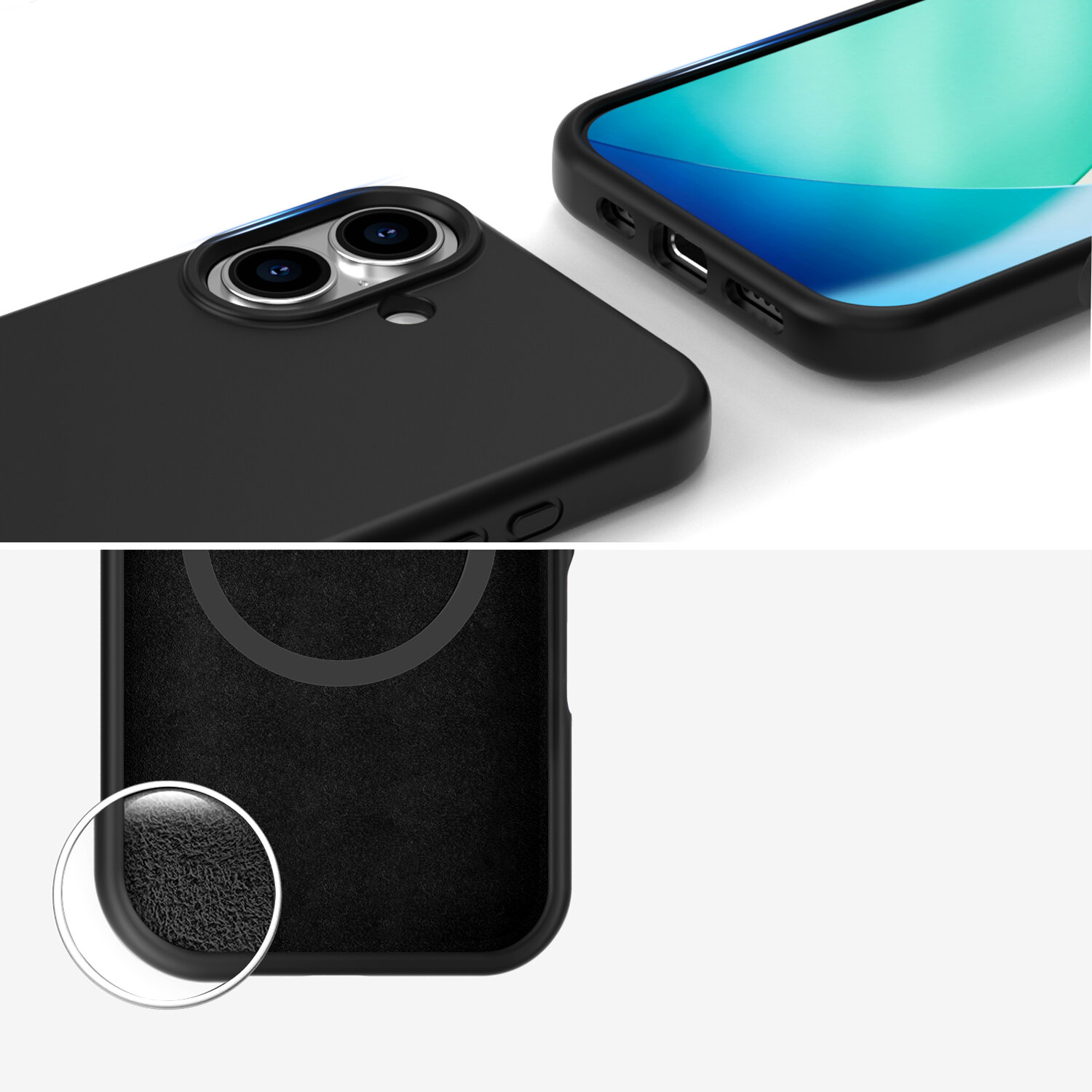 Unser Silikon Case Cupertino für Apple iPhone 17 MagSafe-kompatibel bietet erhöhte Kanten und einen Innenfutter aus Mikrofaser.