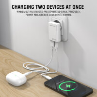 Netzladegerät FlatPlug Duos 20W GaN 1C+1A, weiß