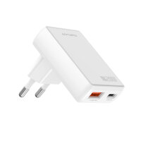 Netzladegerät FlatPlug Duos 20W GaN 1C+1A, weiß