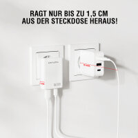 Netzladegerät FlatPlug Duos 20W GaN 1C+1A, weiß