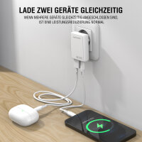 Netzladegerät FlatPlug Duos 20W GaN 1C+1A, weiß