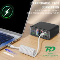USB-C Spiralkabel 100W, weiß