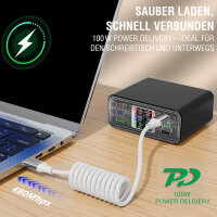 USB-C Spiralkabel 100W, weiß