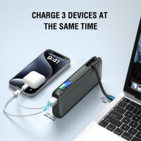 Powerbank Enterprise mit integriertem USB-C Kabel 20000mAh 165W, spacegrau