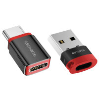 USB-C to USB-A / USB-C Data Blocker Adapter, 2 pcs. Set, black