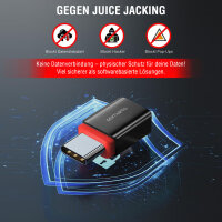 USB-C to USB-A / USB-C Data Blocker Adapter, 2 pcs. Set, black