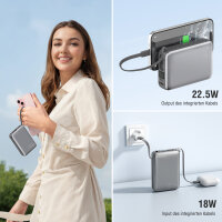 Powerbank Pocket Dual Cord 20000mAh 22.5W, spacegrau