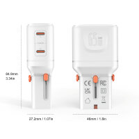 Weltreiseadapter Nomad Pocket GaN 65W, weiß