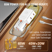 Weltreiseadapter Nomad Pocket GaN 65W, weiß