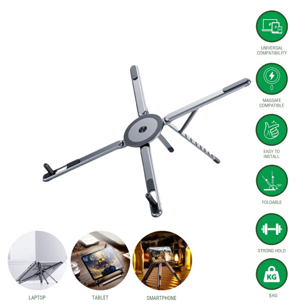 Multi-Stand für Laptop, Tablet & Smartphone, MagSafe-kompatibel, spacegrau