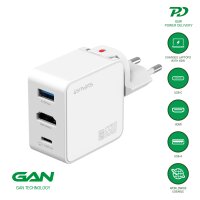 3in1 HDMI Hub-Ladegerät GaN Flex 65W, weiß