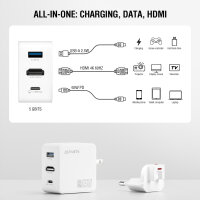 3in1 HDMI Hub-Ladegerät GaN Flex 65W, weiß
