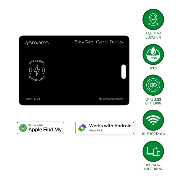 Standort-Finder SkyTag Card Duos ReCharge, schwarz