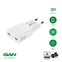 Wall Charger PDPlug Slim Dual 30W GaN 2C, white