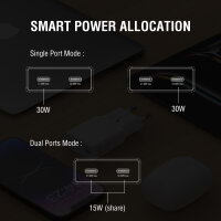 Wall Charger PDPlug Slim Dual 30W GaN 2C, white
