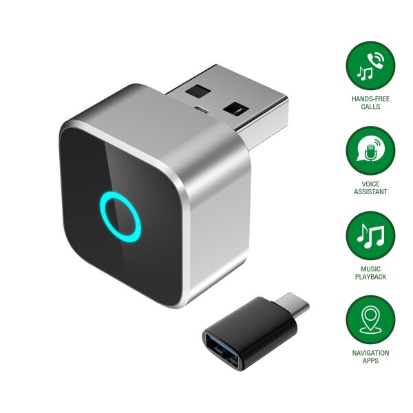 Wireless CarPlay / Android Auto Adapter, silber