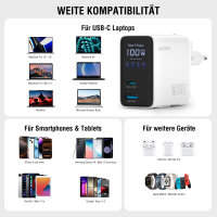 Ladegerät GaN Flex Screen AI 100W 2 USB-C+1 USB-A, weiß