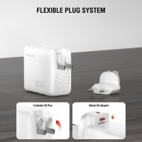 Ladegerät GaN Flex Screen AI 100W 2 USB-C+1 USB-A, weiß