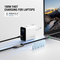 Ladegerät GaN Flex Screen AI 100W 2 USB-C+1 USB-A, weiß