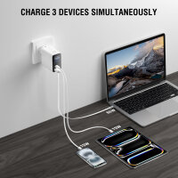 Ladegerät GaN Flex Screen AI 100W 2 USB-C+1 USB-A, weiß