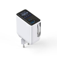 Ladegerät GaN Flex Screen AI 100W 2 USB-C+1 USB-A, weiß