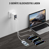 Ladegerät GaN Flex Screen AI 100W 2 USB-C+1 USB-A, weiß, Travel Edition