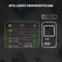 Ladegerät GaN Flex Screen AI 100W 2 USB-C+1 USB-A, weiß, Travel Edition