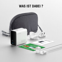Ladegerät GaN Flex Screen AI 100W 2 USB-C+1 USB-A, weiß, Travel Edition