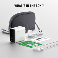 Ladegerät GaN Flex Screen AI 100W 2 USB-C+1 USB-A, weiß, Travel Edition