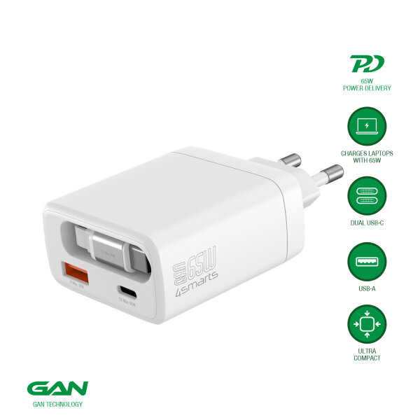 Netzladegerät PDPlug Slim 65W GaN Jojo, weiß