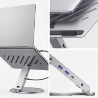 Laptop / Tablet Ständer ErgoPro mit 6in1 USB-C Dock, grau