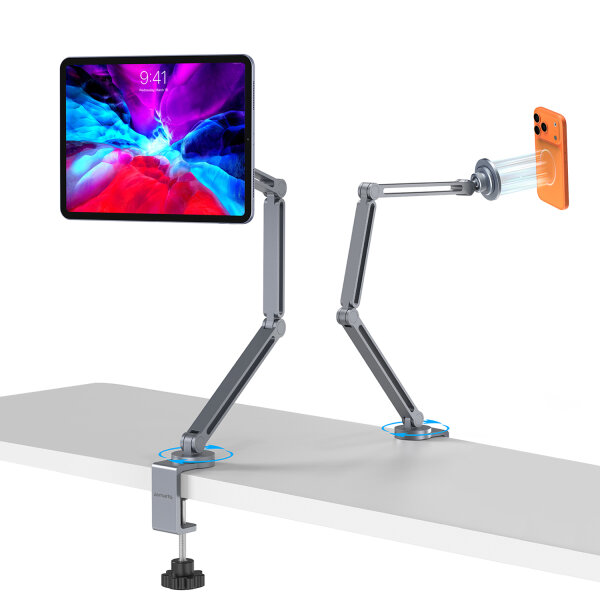 Magnetische Tablet / Smartphone Halterung ErgoPro Desk Clamp, grau