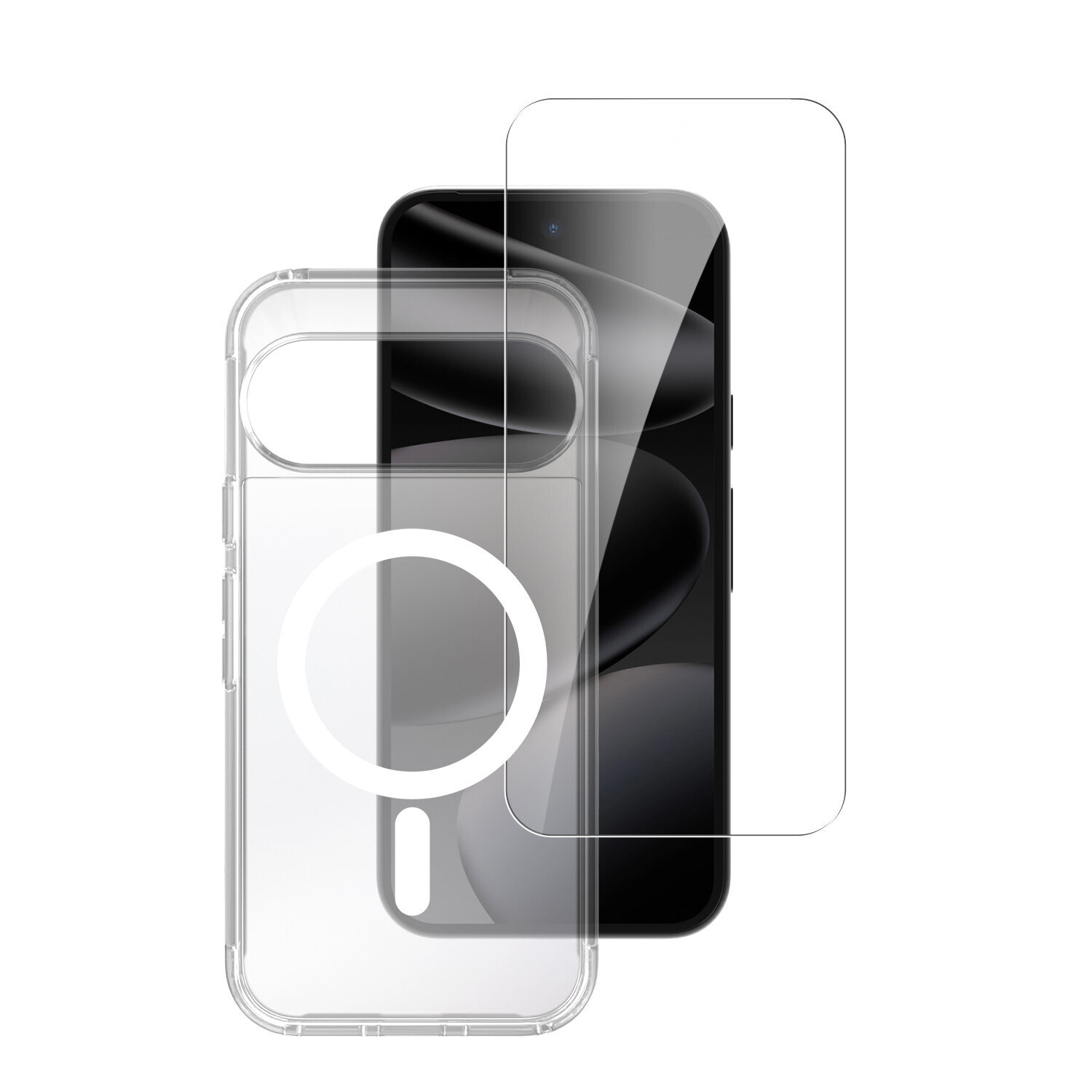 Mit dem exklusiven 4smarts 360° Premium Protection Set Qi2 ready für das Google Pixel 11 / 11 Pro / 10 / 10 Pro / 9 / 9 Pro inklusive hochwertigem 9H-Schutzglas erhältst du einen optimalen Rundumschutz für dein Smartphone, der zuverlässig vor Stößen und Kratzern schützt, ohne das Originaldesign deines Handys zu beeinflussen.