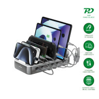Ladestation Team 100W FlexPower 5C/1A inkl. 6 Kabel, grau