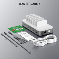 Ladestation Team 100W FlexPower 5C/1A inkl. 6 Kabel, grau