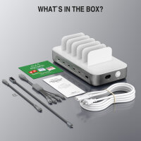 Ladestation Team 100W FlexPower 5C/1A inkl. 6 Kabel, grau