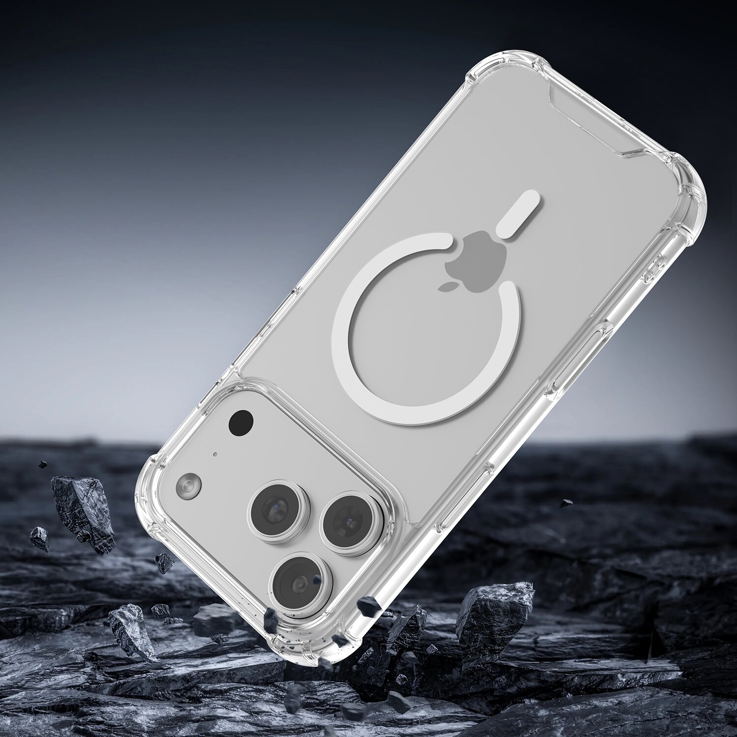 Das 4smarts Hybrid Case Ibiza für Apple iPhone 18 Pro Max / 17 Pro Max ist MagSafe-kompatibel und ermöglicht durch die optimale Ausrichtung der integrierten Magnete ein sicheres und müheloses Befestigen des Mobiltelefons und ein schnelleres kabelloses Laden.